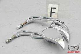 91875-88 Aftermarket 2002 Harley Road King Cvo Side Rear View Mirror Set Chrome Flames