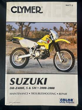 M477-2 Clymer Physical Book For Dr-z400e Dr-z400s And Dr-z400sm 2000-2008