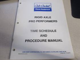 772-9075 Cub Cadet Factory Time Schedule Procedure Manual Rigid Axle Pro