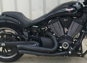 1262012 Freedom Performance 2014 Victory Vegas 8 Ball Bassani Pro Street Exhaust Muffler Header Pipes Black