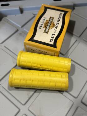 56203-54 Harley-davidson Nos Panhead 1954 Yellow Handlebar Waffle Grips