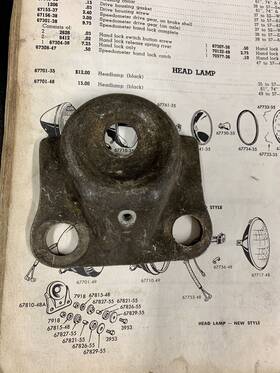 67810-48 Harley-davidson 1955-59 Panhead Headlamp Light Mount Bracket Hydra-glide Forks
