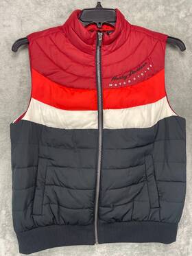 97487-19vw Harley-davidson 97487-19vw/002s Womens Striped Puffer Vest Medium Full Zip