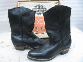 98406-81v Harley-davidson Nos Black Leather Western Cowboy Boots Size 11 Shovelhead Riders