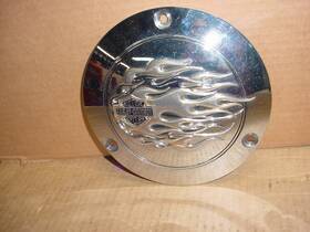 Item-15685 Harley-davidson Chrome And Gold Flames Evo Derby Cover 15685