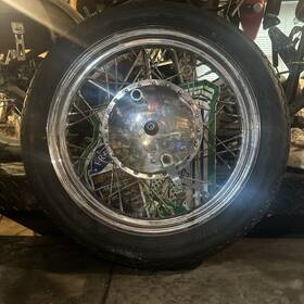 R8413-2 Harley Davison Sportster Ironhead Xlh 900 Xl 3.50-19 Inch Hamburger Chrome Front Wheel Brake