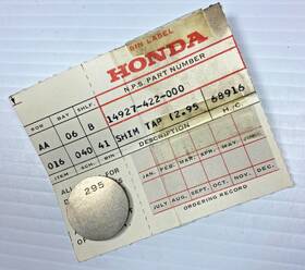 14927-422-000 Honda Nos Shim Tappet 2.95 Cb1000c Cb1100f Cb750f Cb900f S368s