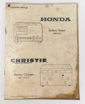 Mst-1474 Honda Christie Battery Tester Bm-210 Charger Mc 1012/2 Operation Manual
