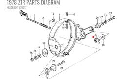 92015-1024 Kawasaki Genuine Parts Right Side Head Light Nut Z1r D1 1978
