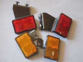 Rr-188 Kawasaki Rr188 Stanley 0494 Honda Motorcycle Amber And Red Reflectors Bracket Lot 4pcs