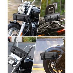 978snopart Kemi Moto 978snopart# Universal Motorcycle Leather Handlebar Bag Fork Pouch Harley Biker Tail Gear