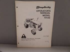 1657328 Simplicity Operators Manual 7013 S Model 13 H.p Tractor