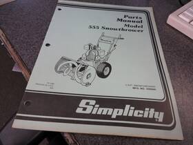 Tp-1085 Simplicity Parts Manual Model 555 Snowthrower 5hp