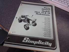 Tp-493-3 Simplicity Parts Manual Models 7012 16 And 18 Hydrostatic 12 Hp