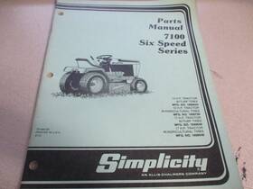 Tp-844-02 Simplicity Parts Manual 7100 Six Speed Series Lawn Tractor