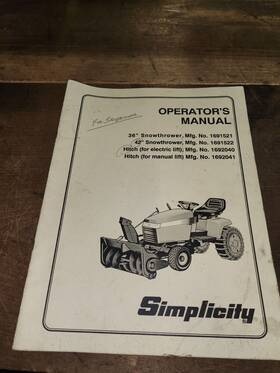 Tp-861-05 Simplicity Broadmoor Landlord Snow Blower Operators Manual