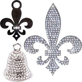 Sr-bdl-bh002-fdl-sw04 Sparkle Rider Biker Gift Set With Swarovski Motorcycle Bell And Hanger Helmet Bling Decal