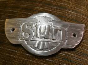 Q264 Sun Motorcycle Tank Badge Aluminum Cast Emblem The