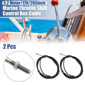 X Autohaux 745060297600 2pcs 17ft 5.2 Meter 205inch Marine Throttle Shift Control Box Cable Black