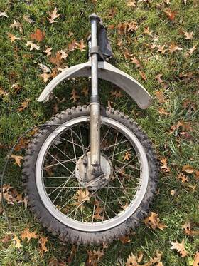 123345 Yamaha 1973 Mx250 Front End Forks Rim Wheel Triple Tree Fender Axle