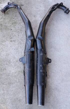 1el-14721 Yamaha 1985 Oem Rz350 Exhaust Pipes Mufflers 85 Rz 350 California Chambers 1984