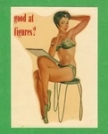 Vintage Original 1953 Pinup "good Figures?" Glamour Girl Water Decal Art Gem. Fixed Price $34.99.