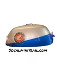 Honda Z50A Gas Tank K1 69-70 W/ Emblems, Petcock And Cap Repro Blue Silv. Fixed Price $200.00.