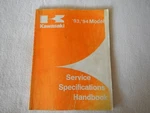 1993 1994 All Models Kawasaki Service Specs Specifications Handbook. Fixed Price $18.89.