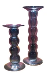 Cys Crystal Teal Pillar Candle Holders, 8" 11", Beautiful Blown Glass Core. Fixed Price $36.00.