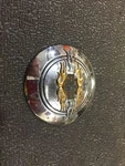 Harley Davidson Flames Bar And Shield Fuel Cap Medallion #99686-98. Fixed Price $20.00.