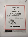 Homelite Illustrated Parts Manual List Mower Maxi Bagger HMB21P4-2B 99419-4. Fixed Price $9.44.