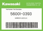 Kawasaki Genuine Mirror-assy,lh 56001-0393. Fixed Price $86.77.