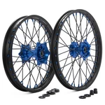 21"/19" Cnc Spoked Wheel Blue Hubs Set For Yamaha YZ250 1999-25. Fixed Price $420.00.