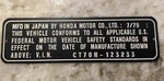 Honda CT70, SL70, Z50 Mini Trail Vin# Head-tube Id Tag Custom Engraved. Usa Made. Fixed Price $43.99.