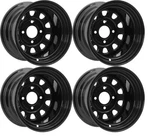 Yamaha Grizzly Atv Rims Wheels 12" Front Rear Black Itp Delta 350 400 450 Kodiak. Fixed Price $300.00.