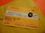 Nos Oem Kawasaki H1 H2 Z1 KX420 KX400 KZ900 Fork Drain Plug Gasket 44045-002. Fixed Price $9.99.