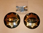 Bsa Round Gas Fuel Tank Badge Set W/ Mounts 1949-59 Black/gold 65-8228 65-8193. Fixed Price $76.00.