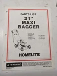 Homelite Illustrated Parts Manual List Mower Maxi Bagger HMB21P4E 99419-2. Fixed Price $9.44.