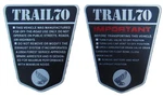 Honda CT70 Trail Side Decals Set Black Warning Label Reproduction. Fixed Price $19.00.