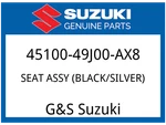 Suzuki Oem Part 45100-49J00-AX8 Seat Assy (black/silver). Fixed Price $281.71.
