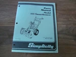 Simplicity Parts Manual 555 Snowthrower TP-1085 Pwi. Fixed Price $10.00.