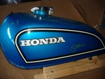Honda Gas Fuel Tank Blue 17500-369-740PX 1975-76. Fixed Price $325.00.