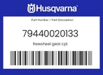 Husqvarna Genuine Freewheel Gear Cpl. - 79440020133. Fixed Price $53.15.