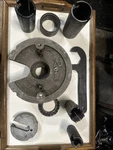 Antique Harley Davidson Shop Tools, Rowe Flywheel Stand Assorted Pullers. Fixed Price $1500.00.