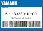 Yamaha Genuine Rear Flasher Light Assy 5LV-83330-10-00. Fixed Price $50.88.