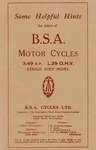 1929 Bsa Helpful Hints Book For Single Port Model Antique Reproduction. Fixed Price $23.00.