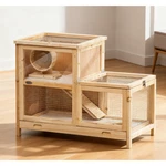 2 Tier Wooden Hamster Cage Hutch For Mice, Gerbils W/ Wheel, Plexiglass Window. Fixed Price $139.98.