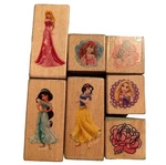 Disney Princess Rubber Stamp Set Wooden Blocks Featuring Ariel Snow White & More. Fixed Price $6.97.