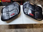 Genuine Harley Davidson Dyna; Black Leather Saddlebags;with Easy Brackets.. Fixed Price $300.00.