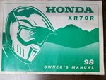 Used Honda 1998 XR70R Owners Manual 31GCF610 OMB1. Fixed Price $15.92.